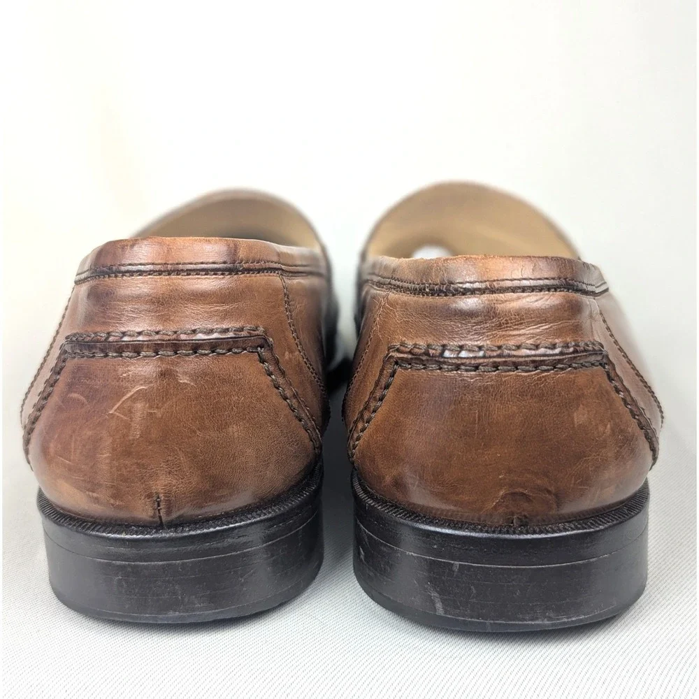 11.5 N Vintage Johnston & Murphy Men's Kiltie Tassel Loafers Brown Leather